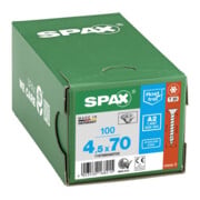 Spax Acier inoxydable 4,5 x 70 mm Tête fraisée T-STAR plus Filetage complet 4CUT A2 inoxydable-5