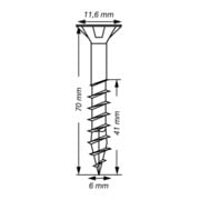 Spax Acier inoxydable 6 x 70 mm Tête fraisée T-STAR plus Filetage partiel 4CUT Acier inox A2 inoxydable-5