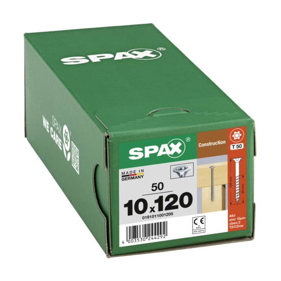 Spax ART 88091 St. 10 x 120/ 70 -T50 Oberfläche WIROX gal Zn S