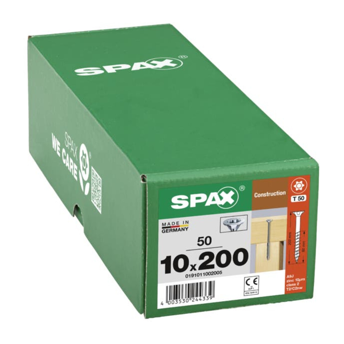 Spax ART 88091 St. 10 x 200/ 80 -T50 Oberfläche WIROX gal Zn S