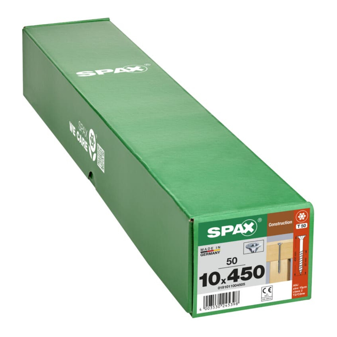 Spax ART 88091 St. 10 x 450/ 80 -T50 Oberfläche WIROX gal Zn S