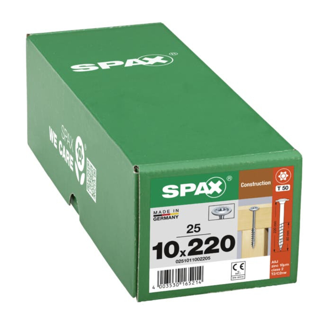 Spax ART 88193 Tellerkopf Stahl geh. 10 x 220/80 -T50 WIROX gal Zn S