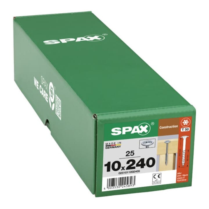 Spax ART 88193 Tellerkopf Stahl geh. 10 x 240/80 -T50 WIROX gal Zn S