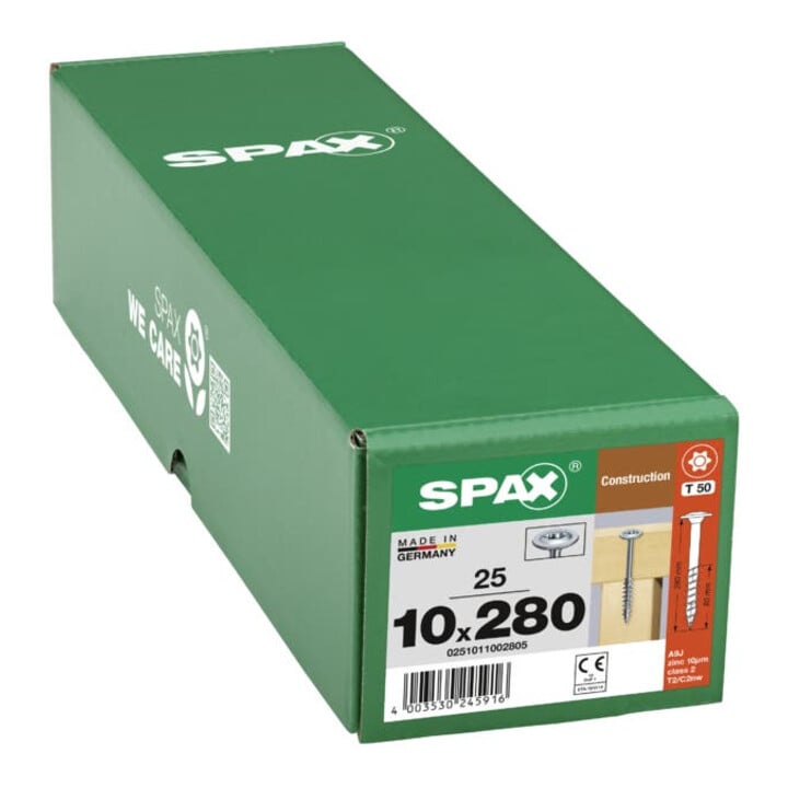Spax ART 88193 Tellerkopf Stahl geh. 10 x 280/80 -T50 WIROX gal Zn S