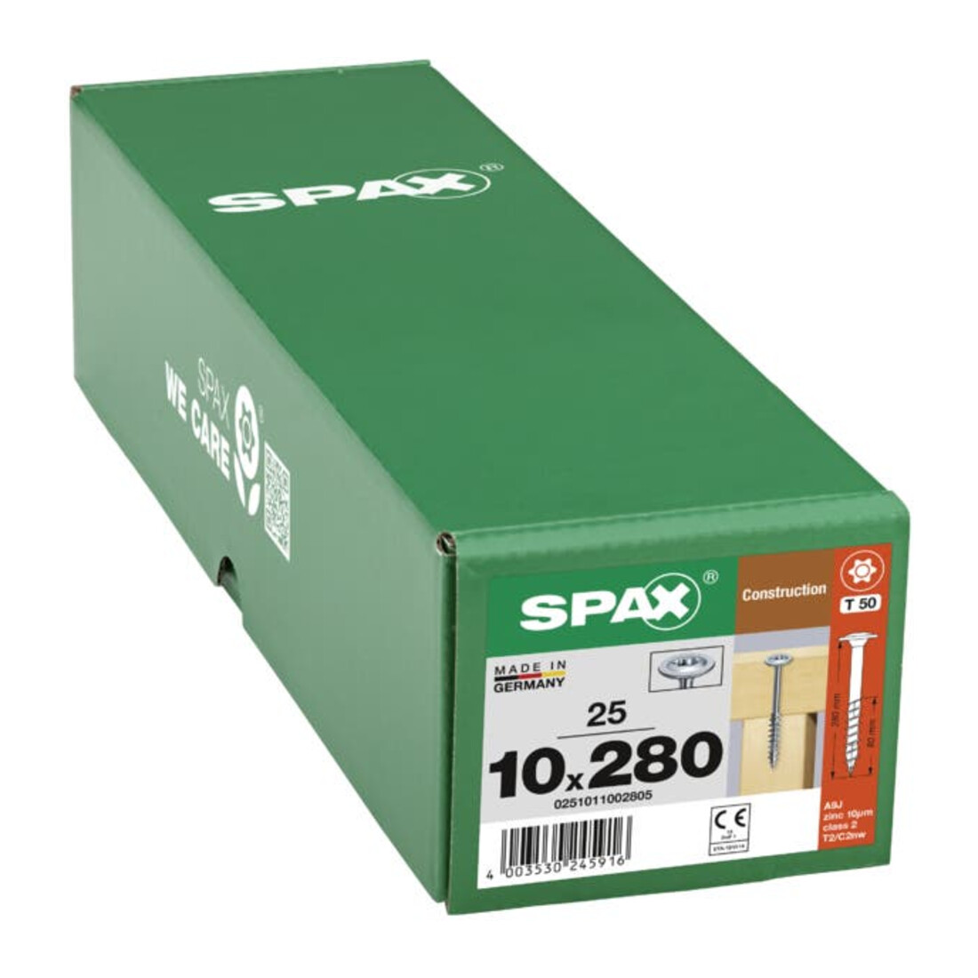 Spax ART 88193 Tellerkopf Stahl geh. 10 x 280/80 -T50 WIROX gal Zn S
