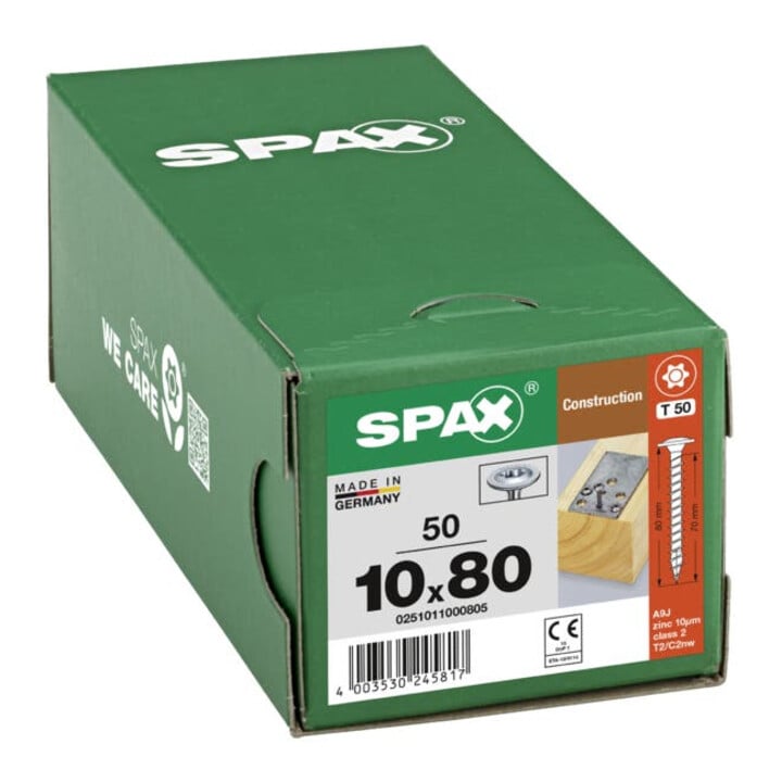 Spax ART 88193 Tellerkopf Stahl geh. 10 x 80/70 -T50 WIROX gal Zn S