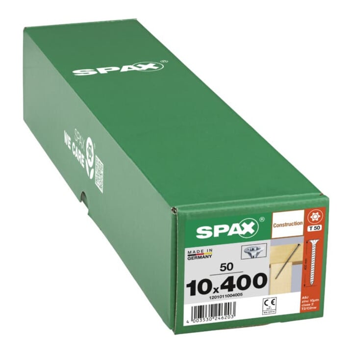 Spax ART 88196 Seko mit Fräsrippen und Cutsp. St. WIROX 10 x 400 -T50 gal Zn S