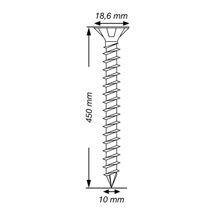 Spax ART 88196 Seko mit Fräsrippen und Cutsp. St. WIROX 10 x 450 -T50 gal Zn S