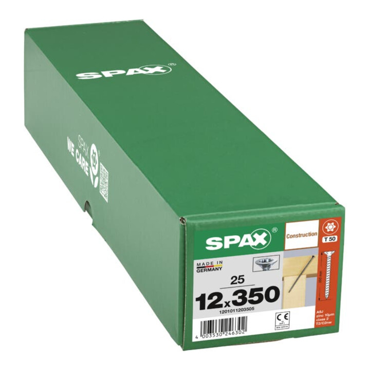 Spax ART 88196 Seko mit Fräsrippen und Cutsp. St. WIROX 12 x 350 -T50 gal Zn S