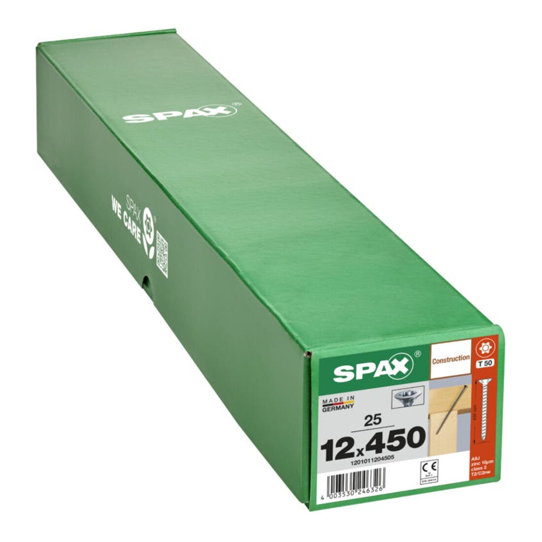 Spax ART 88196 Seko mit Fräsrippen und Cutsp. St. WIROX 12 x 450 -T50 gal Zn S