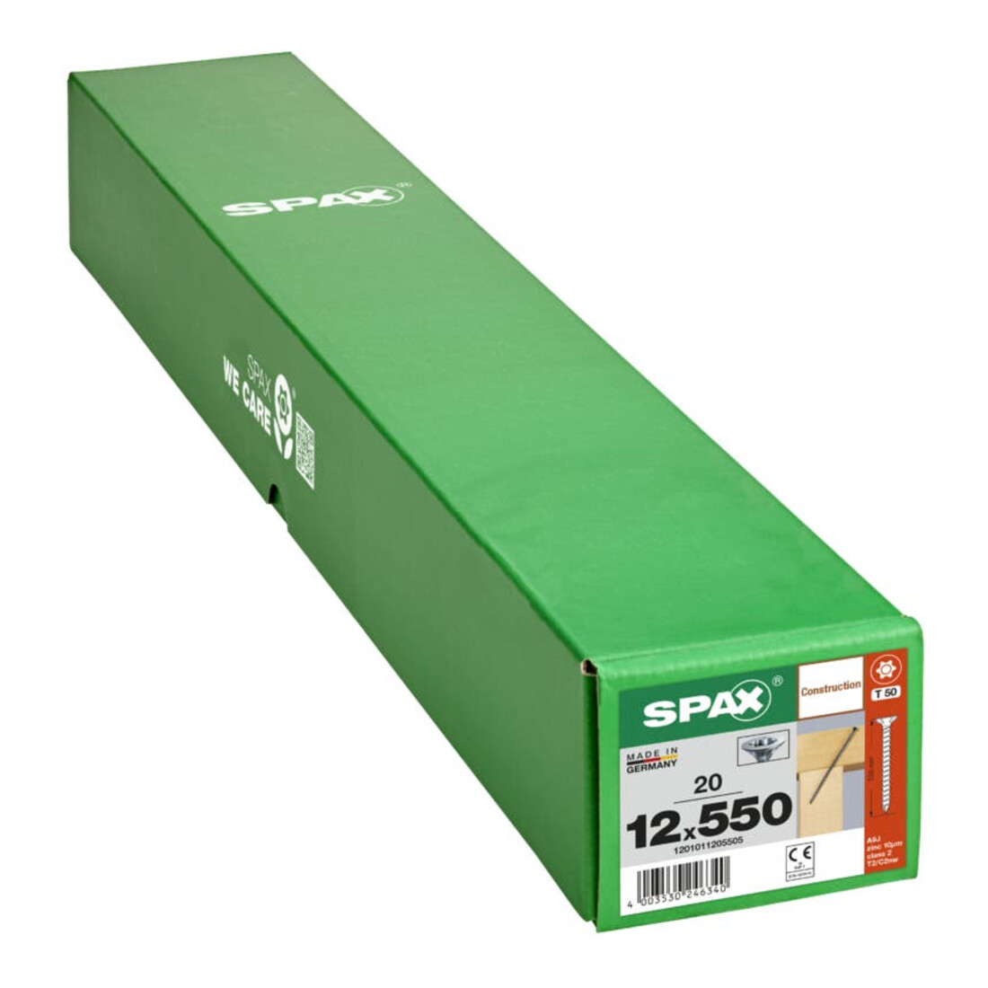Spax ART 88196 Seko mit Fräsrippen und Cutsp. St. WIROX 12 x 550 -T50 gal Zn S