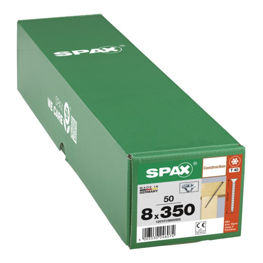 Spax ART 88196 Vis Seko avec nervures fraisées et pointe Cut, acier WIROX 8 x 350 -T40 gal Zn S