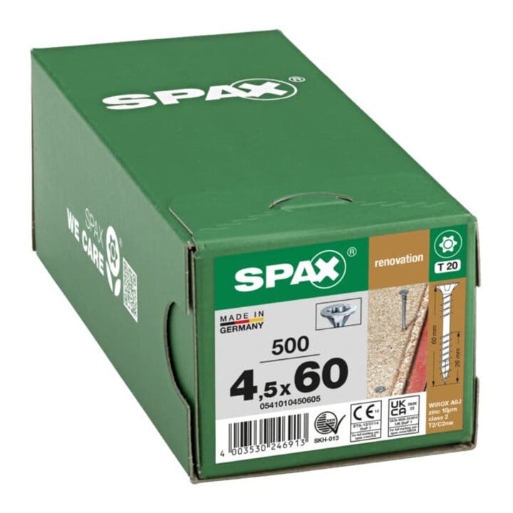Spax ART 89015 Senkkopf Stahl geh. 4,5 x 60 -T20 WIROX gal Zn S