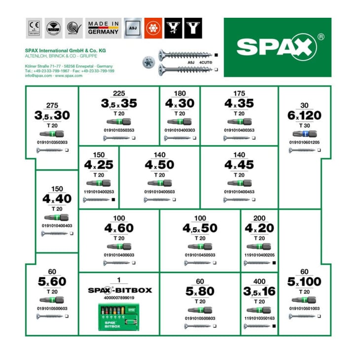 Spax ART 89021 Coffret de montage L-BOXX WIROX, galvanisé Zn S