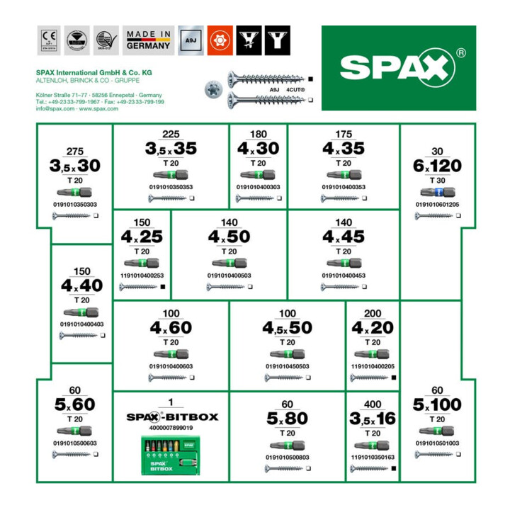 Spax ART 89021 Sortiment L-BOXX WIROX, Montagekoffer gal Zn S