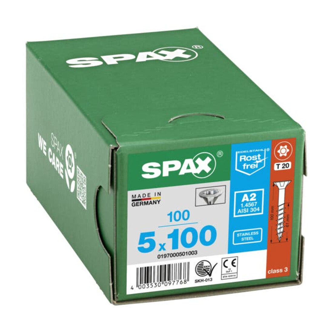 Spax Edelstahl 5 x 100 mm Senkkopf T-STAR plus Teilgewinde 4CUT Edelstahl rostfreiei A2
