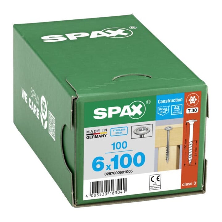 Spax Edelstahl 6 x 100 mm Tellerkopf T-STAR plus Teilgewinde 4CUT Edelstahl rostfreiei A2