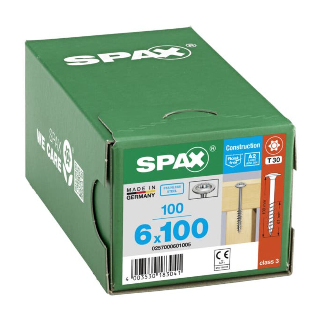 Spax Edelstahl 6 x 100 mm Tellerkopf T-STAR plus Teilgewinde 4CUT Edelstahl rostfreiei A2