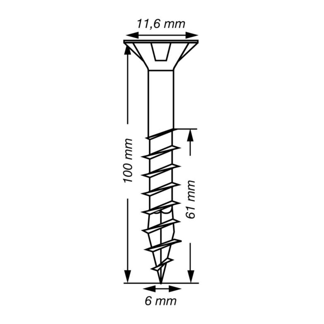 Spax Edelstahl 6 x 100 mm tête fraisée T-STAR plus filetage partiel 4CUT inox A2 inoxydable