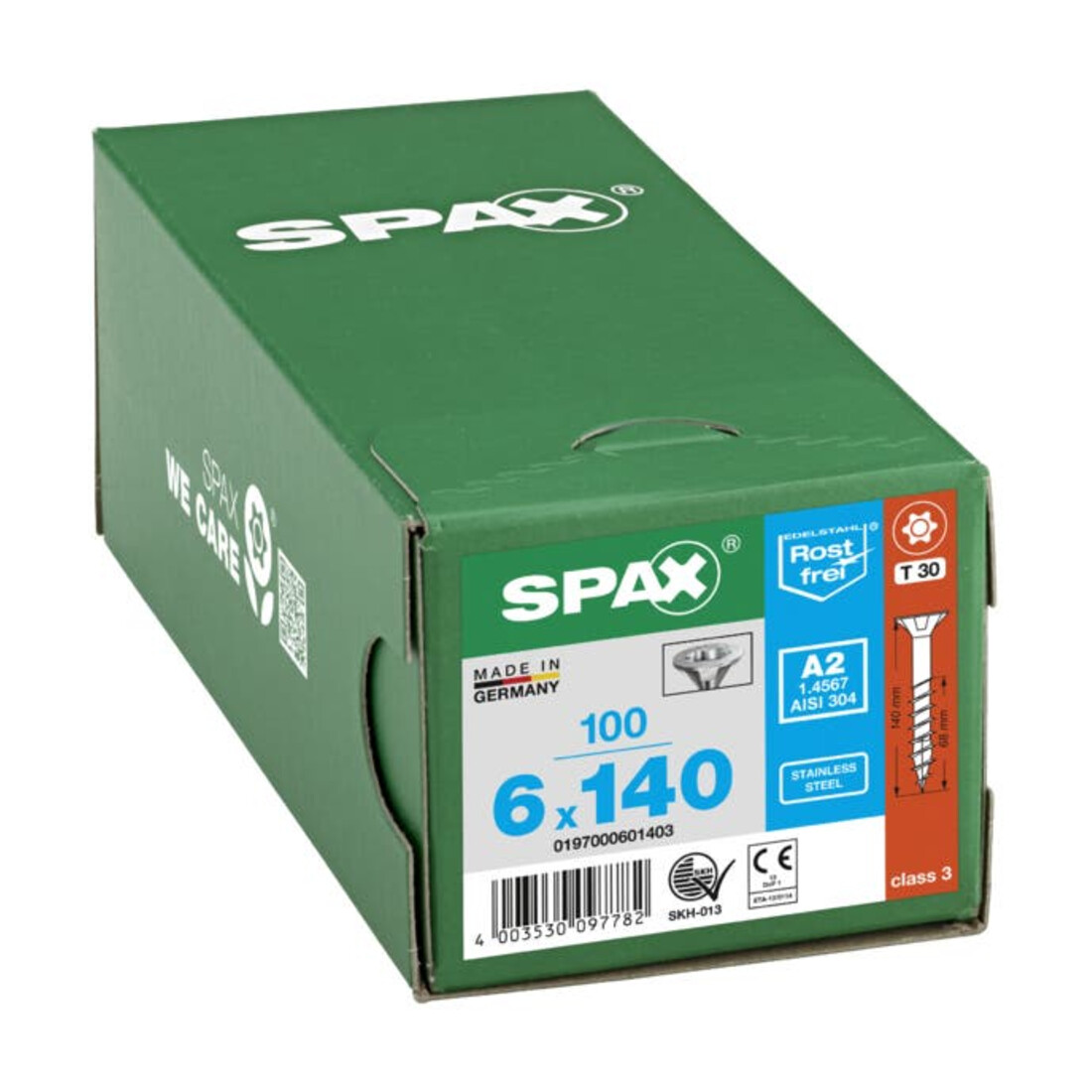 Spax Edelstahl 6 x 140 mm Senkkopf T-STAR plus Teilgewinde 4CUT Edelstahl rostfreiei A2