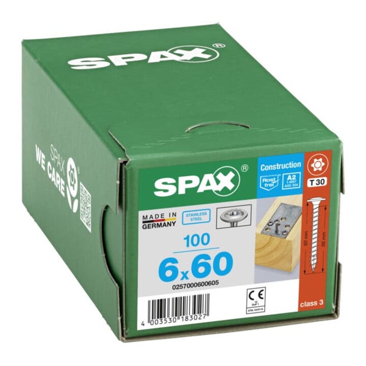 Spax Edelstahl 6 x 60 mm Tellerkopf T-STAR plus Vollgewinde 4CUT Edelstahl rostfreiei A2