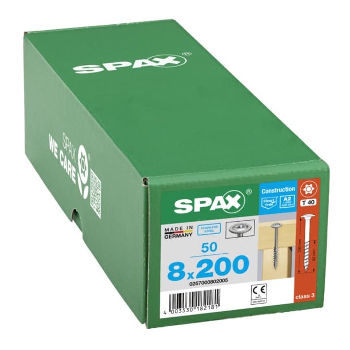 Spax Edelstahl 8 x 200 mm Tellerkopf T-STAR plus Teilgewinde 4CUT Edelstahl rostfreiei A2
