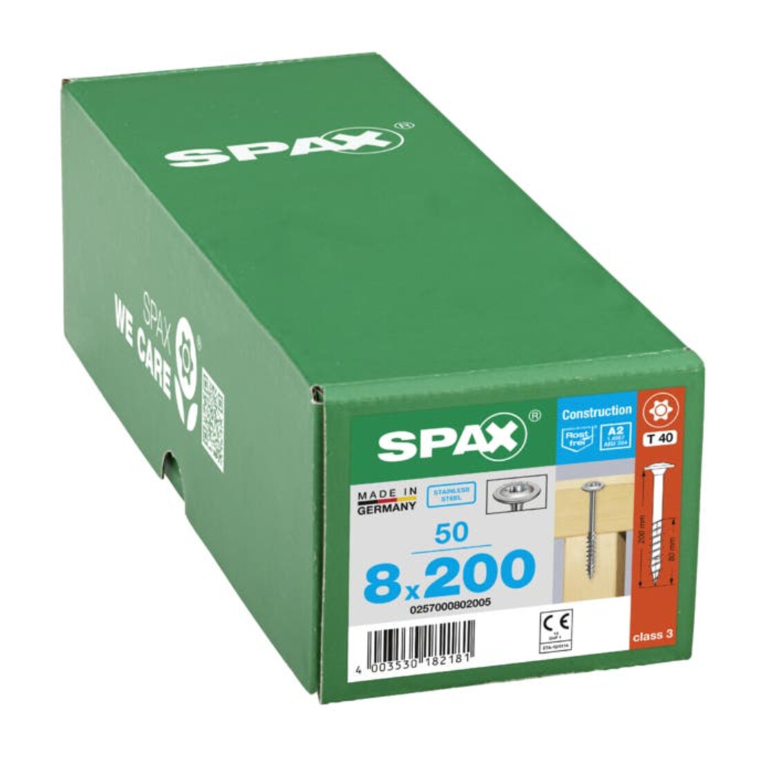 Spax Edelstahl 8 x 200 mm Tellerkopf T-STAR plus Teilgewinde 4CUT Edelstahl rostfreiei A2
