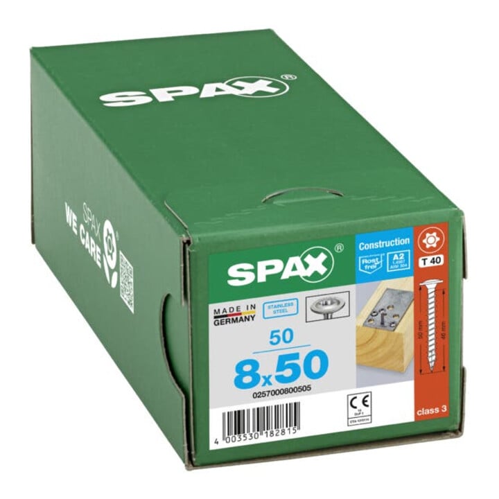 Spax Edelstahl 8 x 50 mm Tellerkopf T-STAR plus Vollgewinde 4CUT Edelstahl rostfreiei A2