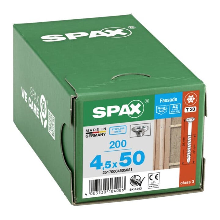 Spax Fassade 4,5 x 50 mm LinsenSenkkopf T-STAR plus Teilgewinde CUT-Spitze Edelstahl rostfreiei A2