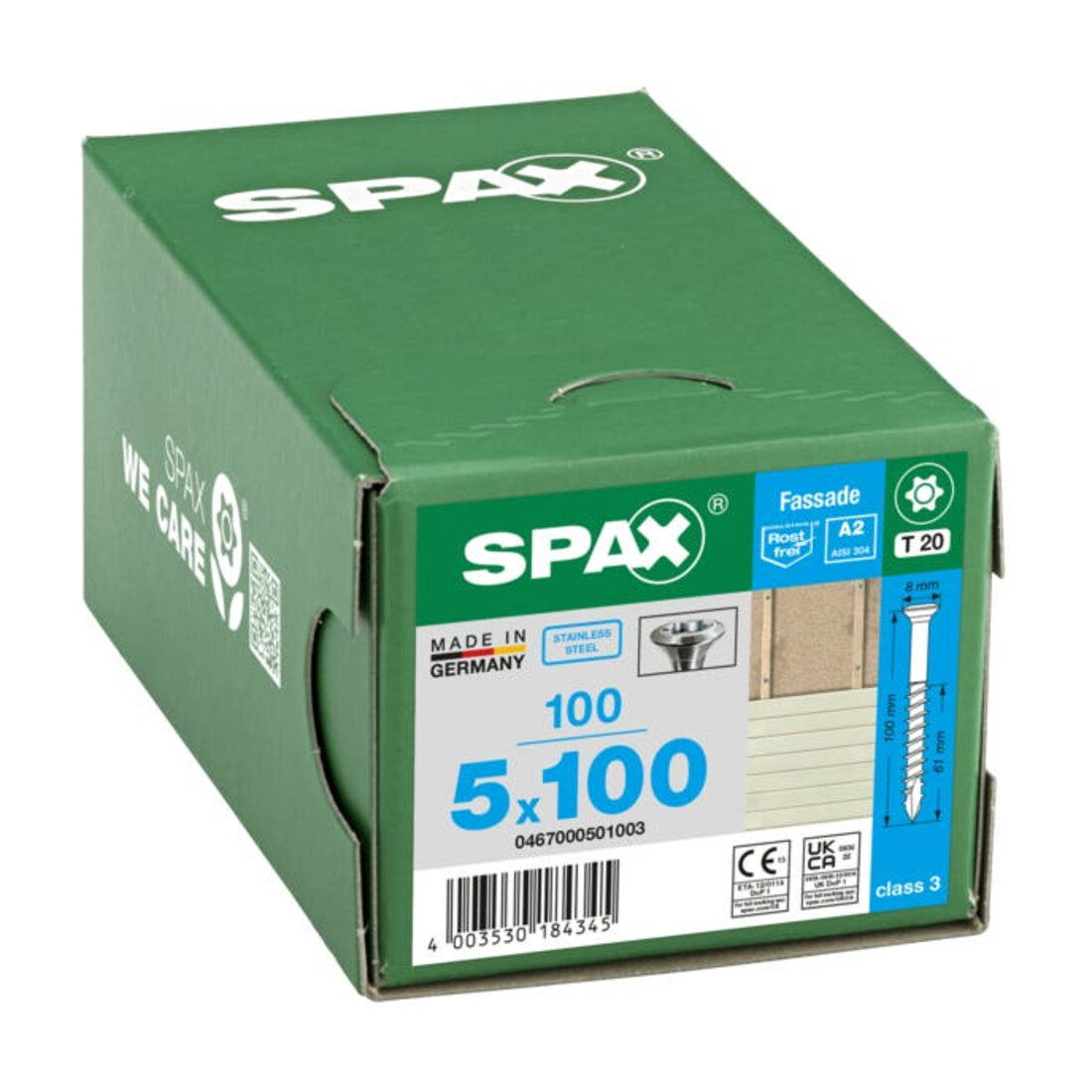 Spax Fassade 5 x 100 mm LinsenSenkkopf klein T-STAR plus Teilgewinde CUT-Spitze Edelstahl rostfrei A2
