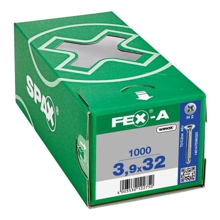 Spax FEX-A Fensterbohrschraube 3,9 x 32 mm Senkkopf Kreuzschlitz H Grobgewinde Bohrspitze Titan Silber A3J