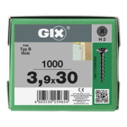 Spax GIX-B Tête trompette 3,9 x 30 H2 Filetage grossier phosphaté