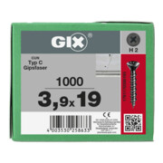 Spax GIX-C Fraises à rainures 3,9 x 19 H2 filetage fin phosphaté
