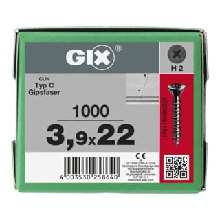 Spax GIX-C SEKO FRAESRIPPEN 3,9 x 22 H2 HILO-GEWINDE PHOSPHATIERT