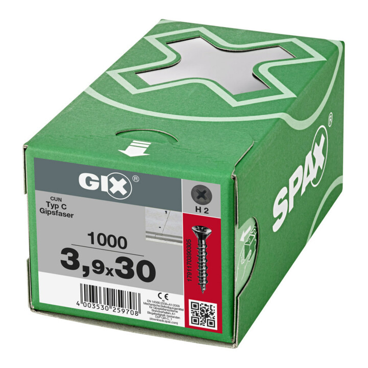 Spax GIX-C SEKO FRAESRIPPEN 3,9 x 30 H2 HILO-GEWINDE PHOSPHATIERT