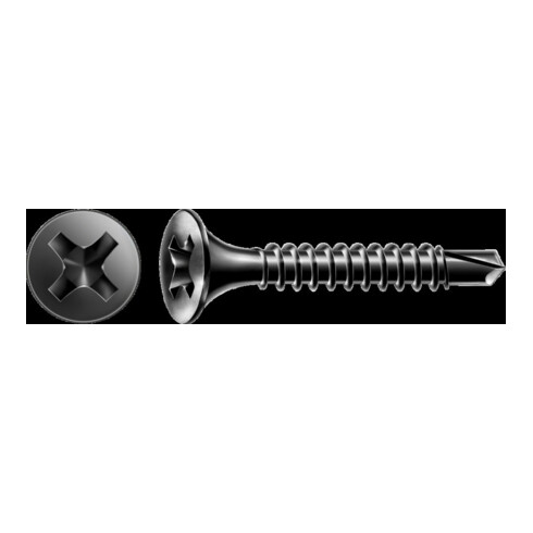 Spax GIX-D Tête trompette 3,5 x 25 H2 Pointe de forage phosphatée