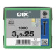 Spax GIX-D Tête trompette 3,5 x 25 H2 Pointe de forage phosphatée-2