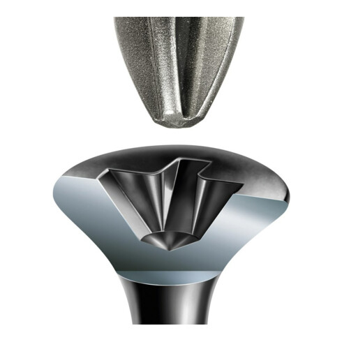 Spax GIX-D Tête trompette 3,5 x 25 H2 Pointe de perçage phosphatée en bande