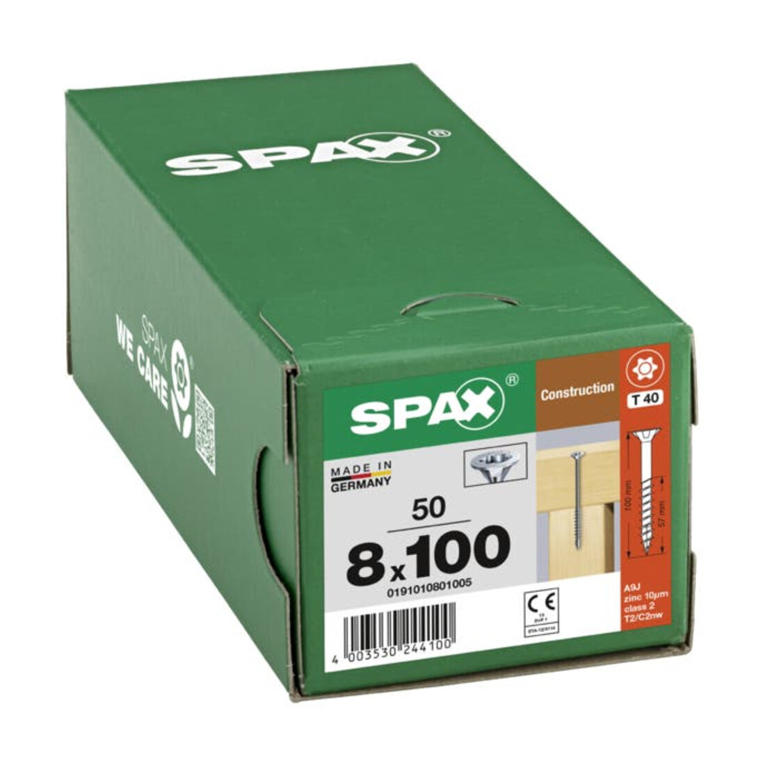 Spax Holzbauschraube 8 x 100 mm Senkkopf T-STAR plus Teilgewinde 4CUT WIROX P3J