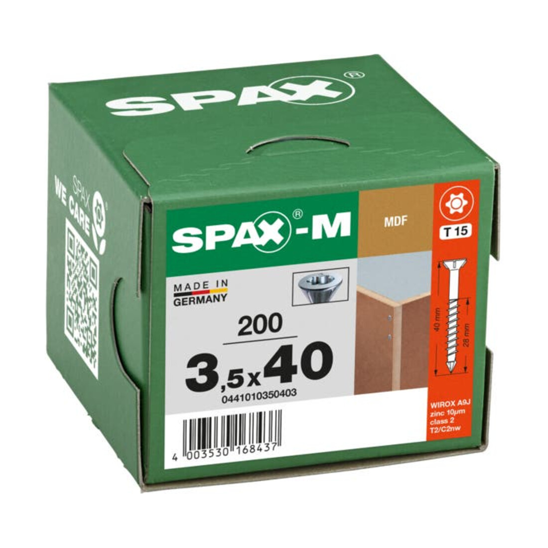 Spax MDF-Schraube mit kleinem Fräskopf Innensechsrund (TX), Stahl, galvanisch verzinkt