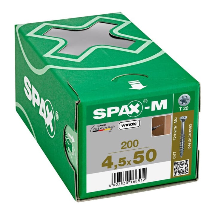 Spax M MDF Schrauben 4,5 x 50 mm Senkkopf kleiner Fräskopf T-STAR plus Teilgewinde CUT-Spitze WIROX A3J