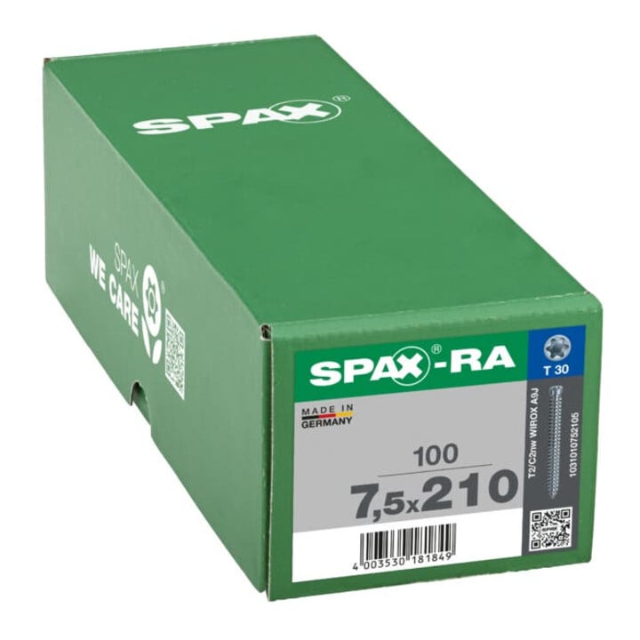Spax RA Rahmenanker 7,5 x 210 mm Zylinderkopf T-STAR plus Vollgewinde Galvanisch blank verzinkt A2J