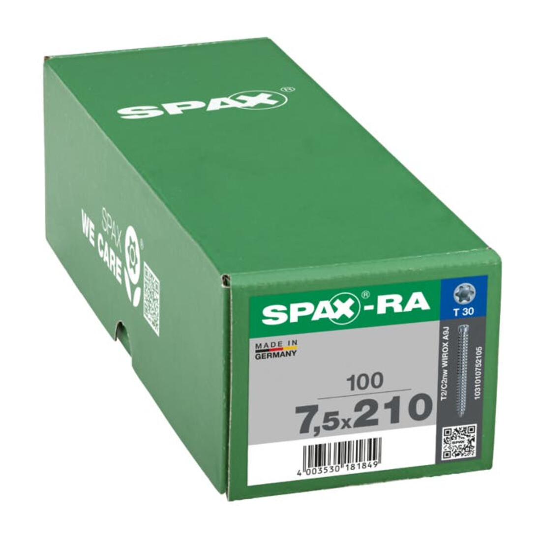 Spax RA Rahmenanker 7,5 x 210 mm Zylinderkopf T-STAR plus Vollgewinde Galvanisch blank verzinkt A2J