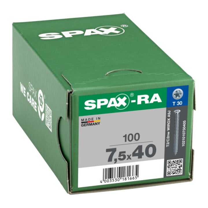 Spax RA Rahmenanker 7,5 x 40 mm FlachSenkkopf T-STAR plus Vollgewinde WIROX A3J