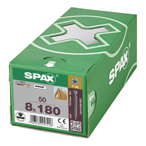 Spax S Tête de cylindre 8 x 180 T-STAR PLUS T40 VG CUT