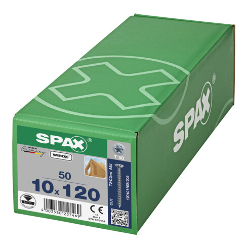 Spax S Vis à tête fraisée multiple 10 x 120 T-STAR PLUS T50 VG CUT WIROX
