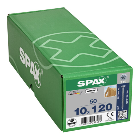 Spax S Vis à tête fraisée multiple 10 x 120 T-STAR PLUS T50 VG CUT WIROX