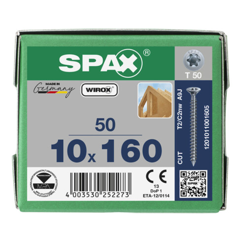 Spax S VIS À TÊTE MULTI 10 x 160 T-STAR PLUS T50 VG CUT WIROX