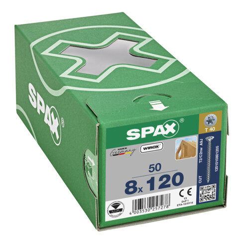 Spax S VIS À TÊTE MULTIFONCTION 8 x 120 T-STAR PLUS T40 VG CUT WIROX