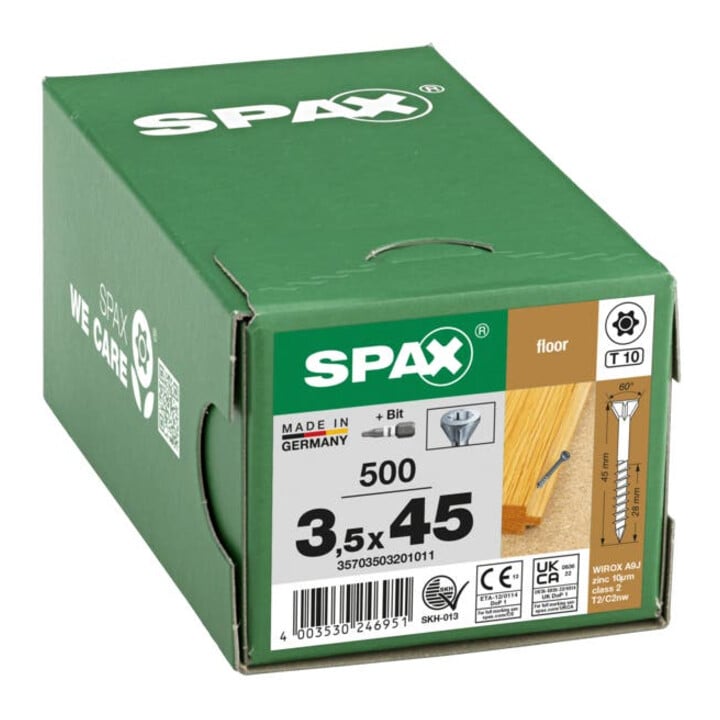 SPAX Schraube R 88195 SEKO SPAX-MF-T 3,5x45/25-T10 acier galvanisé WIROX 500 pcs